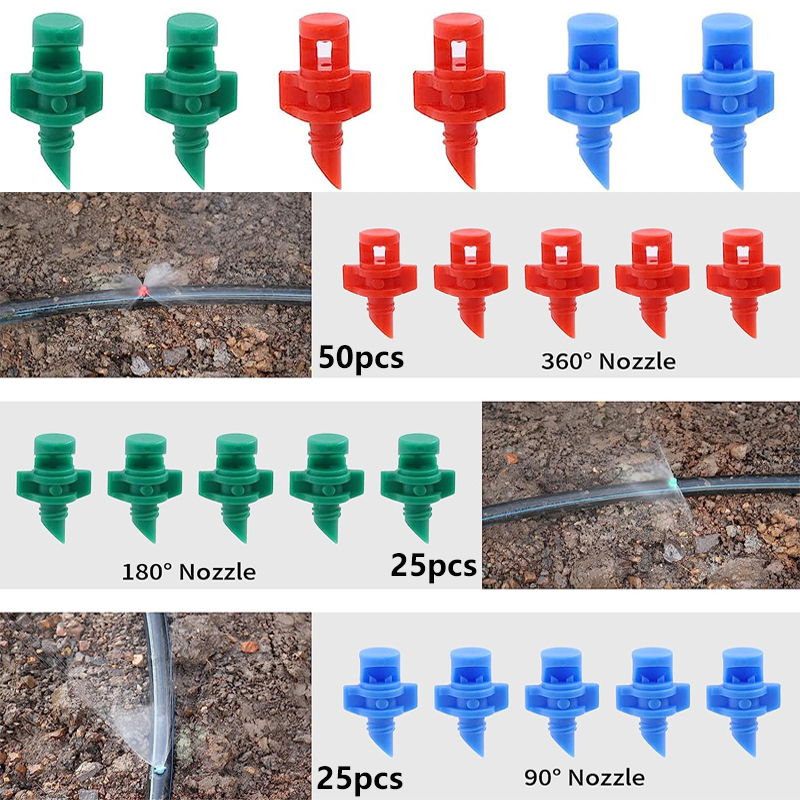 25-100Pcs Garden Irrigation Simple Refraction nozzle Watering Flower Mist Nozzle Threaded connection 90/180/360 Degrees Sprayer: Lavender