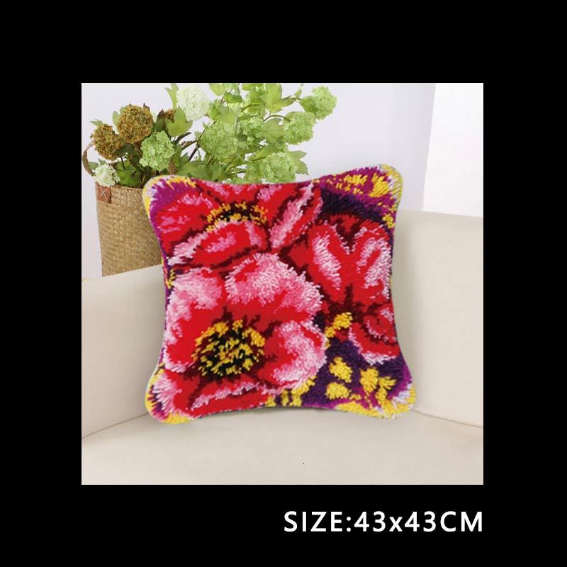 Latch Hook Flower Kits Do It Yourself Embroidery Knooppakket Latch Hook Pillow Borduurpakket Kussen Embroidery Package Pillow: ABZ028