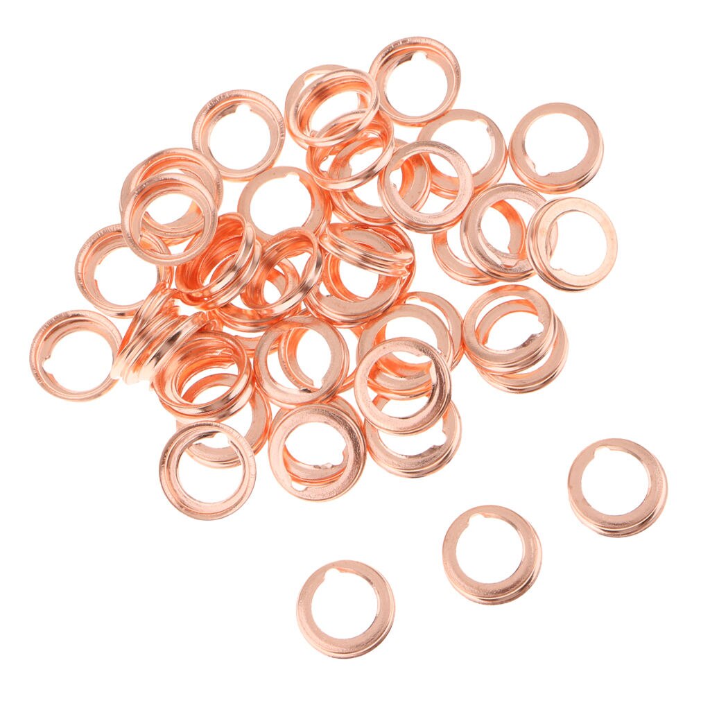 50Pcs M12 Metal Copper Oil Drain Plug Crush Washers Gaskets For