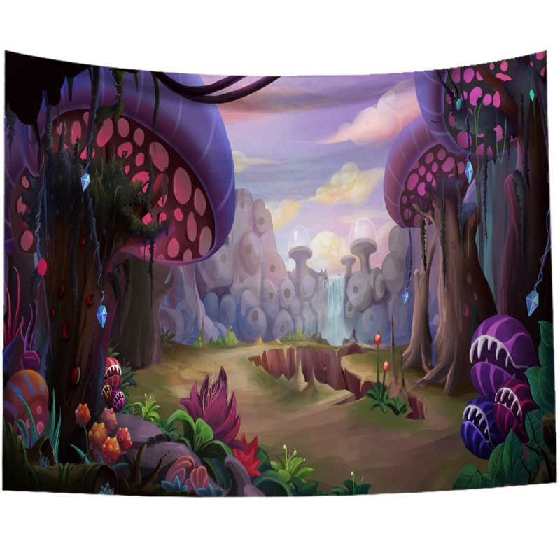 Tenture murale tapisserie 3D décor à la maison fée monde fond mur tissu couverture avec 2 pièces sans couture clou et Clip: B / 200X150CM