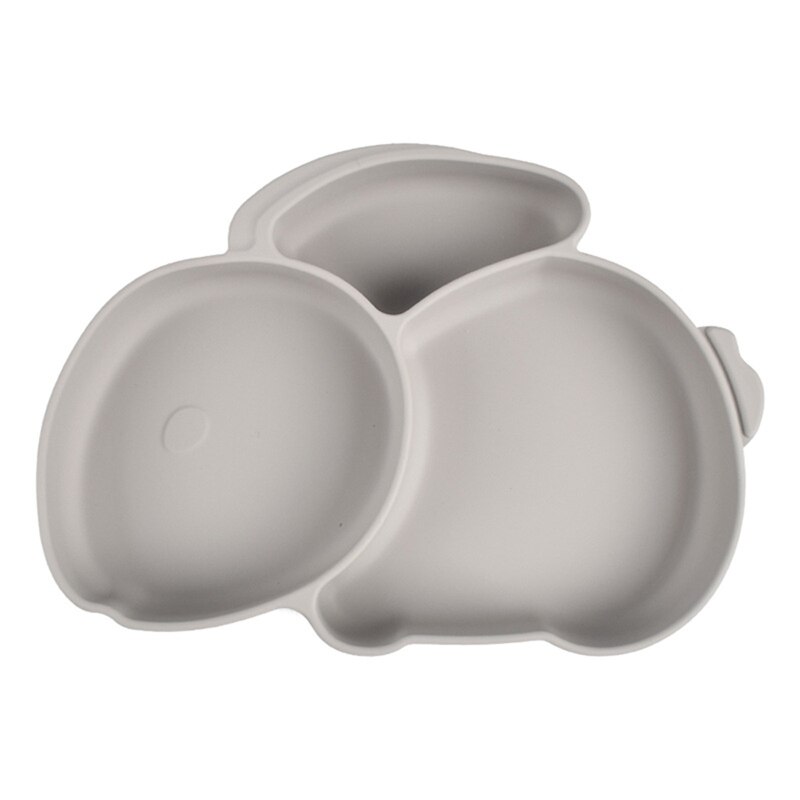 Baby Suction Bowl Divided Dinner Plate Infants Learning Feeding Dish Non-toxic BPA-Free Silicone Solid Color Cute Cartoon: Y20