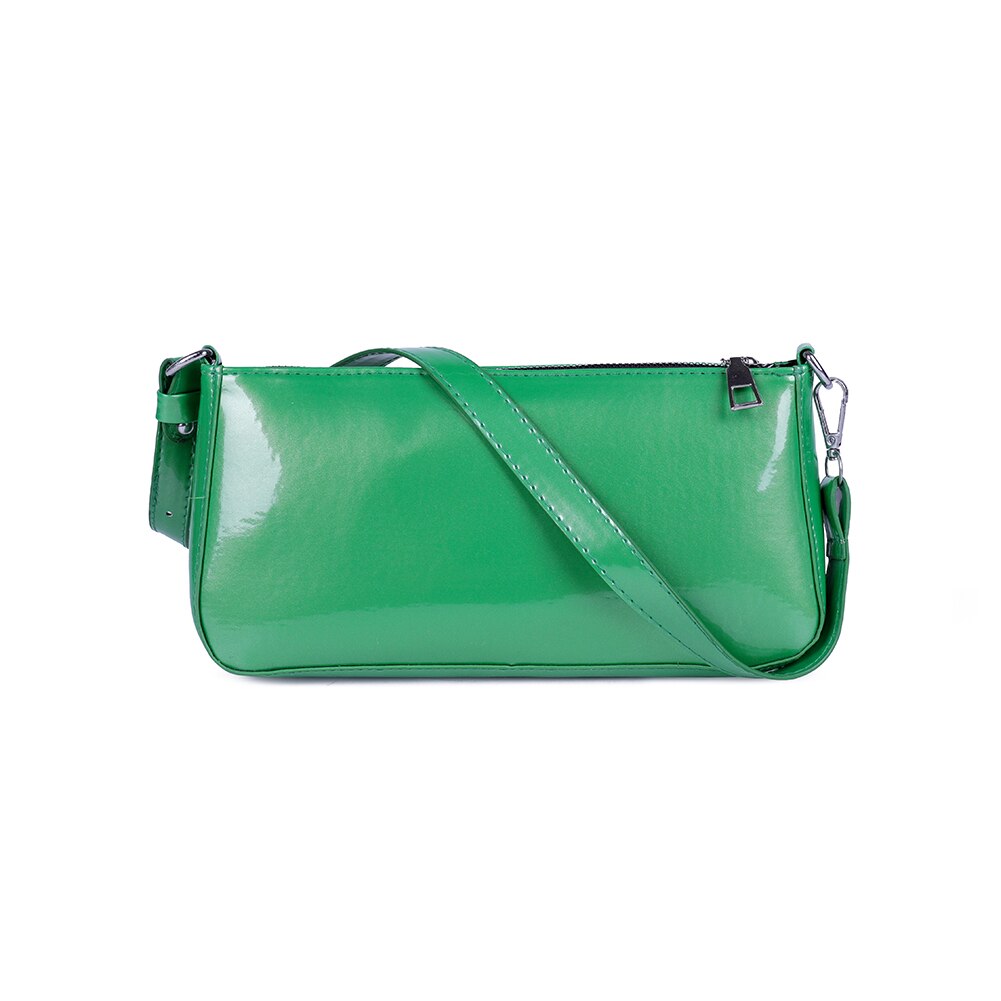 Slik farve pu læder skulder tasker til kvinder lille sky clutch crossbody taske rejsekæde håndtasker mulepose: Grøn