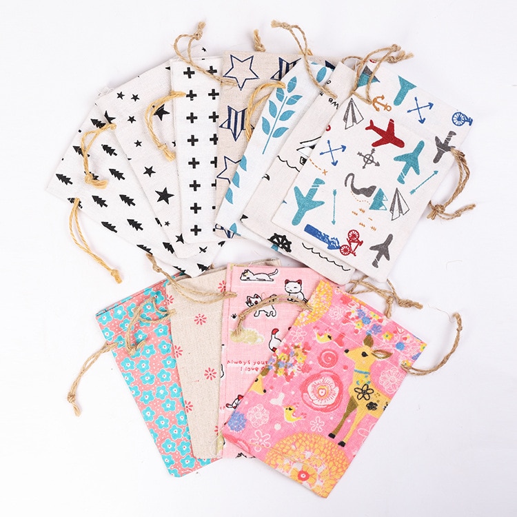 10*15cm Jute Printing Beam Drawstring Bag Cosmetic Bag Travel Makeup Case Organizer Women Lipstick Storage Coin Purse Pouch