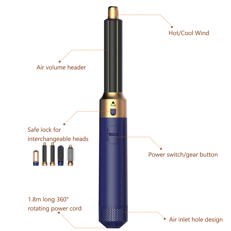 Professionele 5-in-1 Föhn Kam Set Heteluchtstyler voor Curling Rechttrekken Volumizing - Haarverzorging Tool Kit voor thuisgebruik
