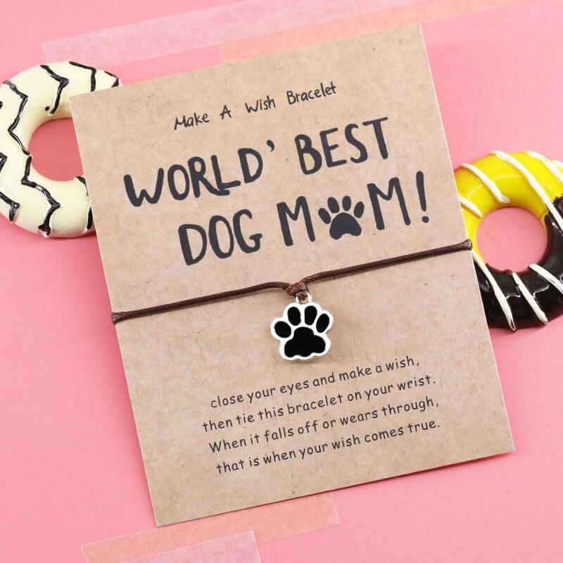 World's Best Dog Mum Bracelet Dog Cat Paw Charm Red Rope Thread String Bracelet Dog Jewelry for Dog Mum Dog Lover: Coffee