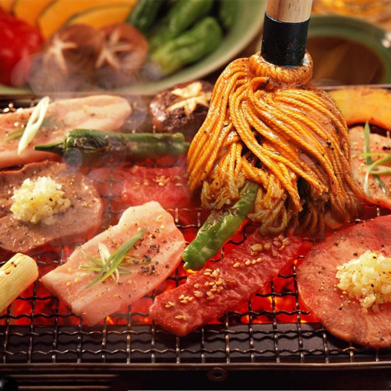 Grill Basting Brush BBQ Mop Barbecue Brush Basting Mops Cotton Fiber Head Natural Hardwood Handle Dish Mop Style