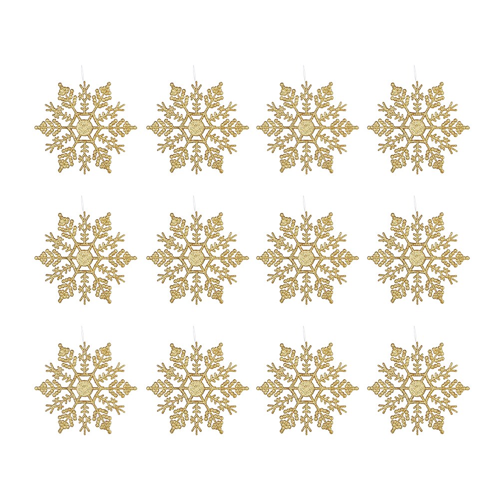 12 Pcs Kerst Sneeuwvlokken, 4.0 Inch Glitter Sneeuw Vlok Ornamenten Voor Xmas Nieuwjaar Thanksgiving Day Party Decor: GD