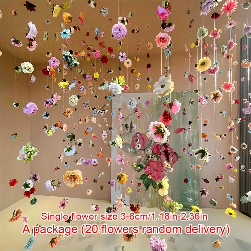Paquete de Material de cortina de puerta de flor flotante DIY, 20 piezas, planta, flores aleatorias, decoración de de escena de flor simulada
