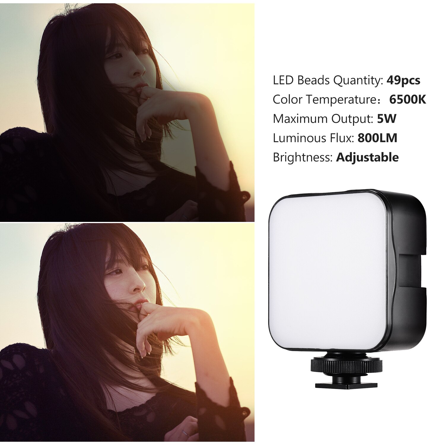 Andoer 5W 6500K Dimmbare Mini LED Video Licht Fotografie Füllen-in Lampe Kalten Schuh montieren Adapter für Kanon Nikon Sony DSLR Kamera