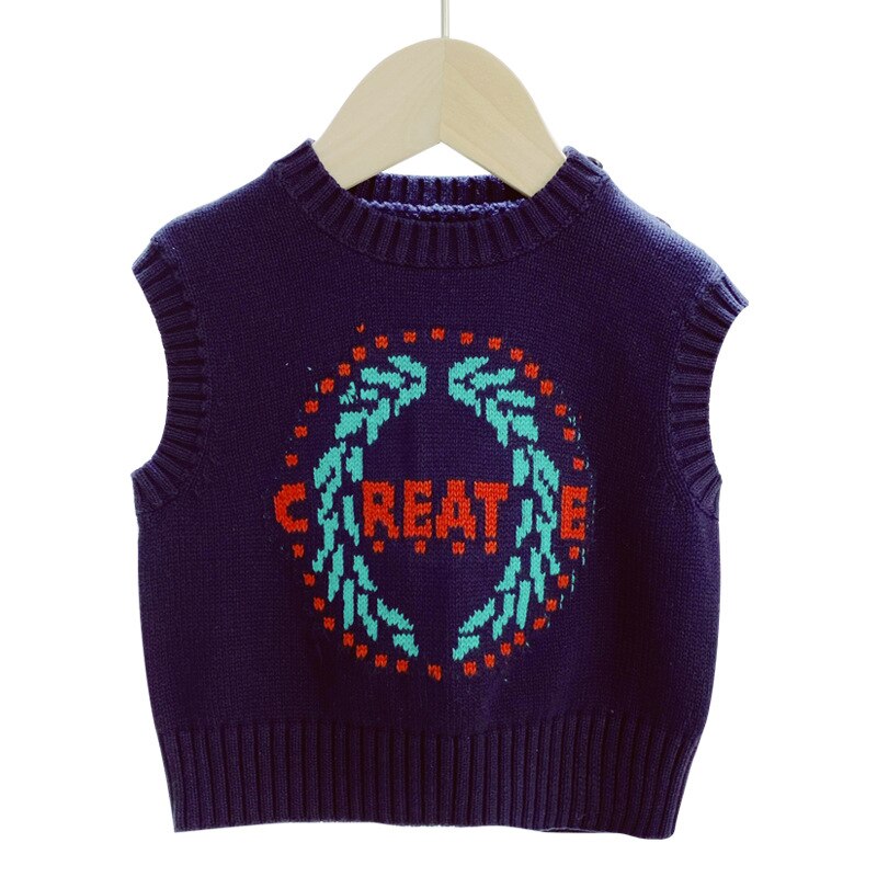 3-24m bebê tricô colete menino primavera e outono camisola de algodão roupas de moda: 3-6M