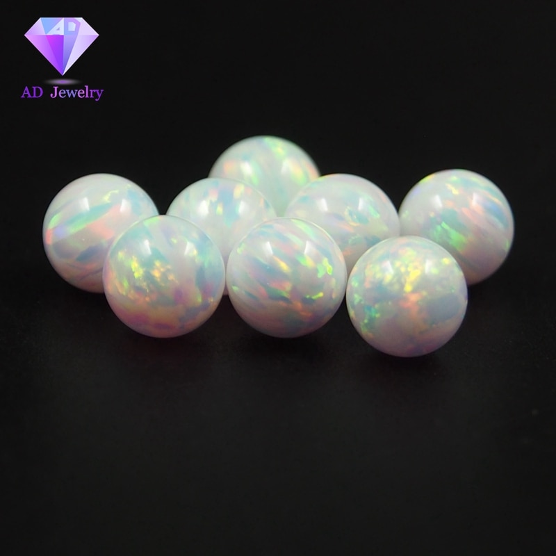 Lab Created Opal beads OP06 Blue Azure Opal Full Drilled Ball Opal Beads