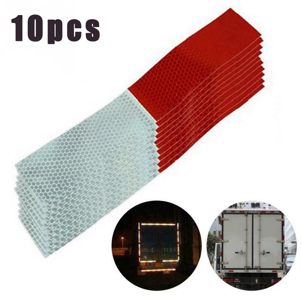 Set Reflective Stickers Car Truck 10Pcs Accessories Exterior White+Red