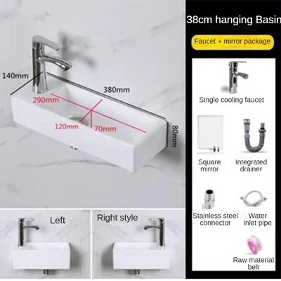 Small Size Mini Tabletop Basin Washbasin Wall Mounted Washbasin Small Wall Mounted Basin Extremely Narrow and Slender