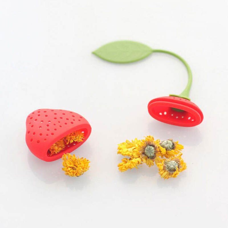 Infusor de té de silicona con forma de fresa, 1 Uds., colador de té, suministros de cocina, accesorio para tetera no tóxico