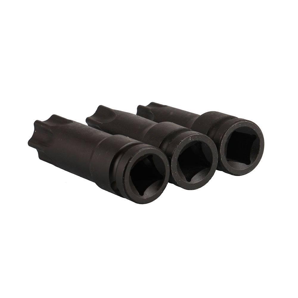 3 stk 1/2 kvadratisk stasjon  t80 t90 t100 sorte torx socket sett med verktøy pneumatisk skiftenøkkel tilbehør