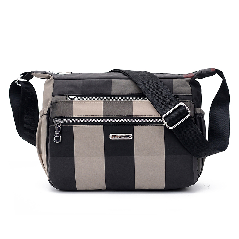 Sac à bandoulière en Nylon Hobos pour femmes, sac à main à carreaux étanche, souple à fermeture éclair, portefeuille multi-usages, collection décontracté: Black