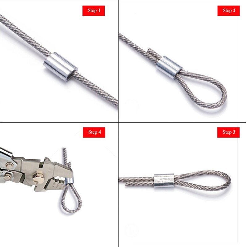 500Pcs Aluminum Crimping Loop Sleeve Double Barrel Ferrule for Fish Wire Rope and Cable Line End Assortment Kit