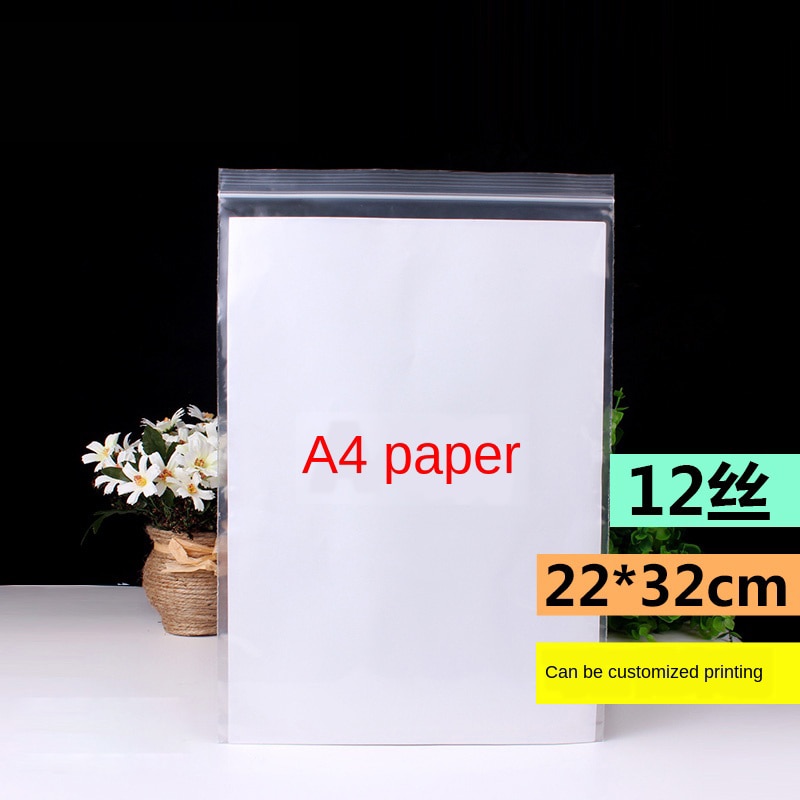 Ziplock Bag 12 Silk Large Plastic Bag 22X32cm A4 Paper Packaging Storage Bag Thicken Self-sealed Bags Fresh-keeping Sealing Bags