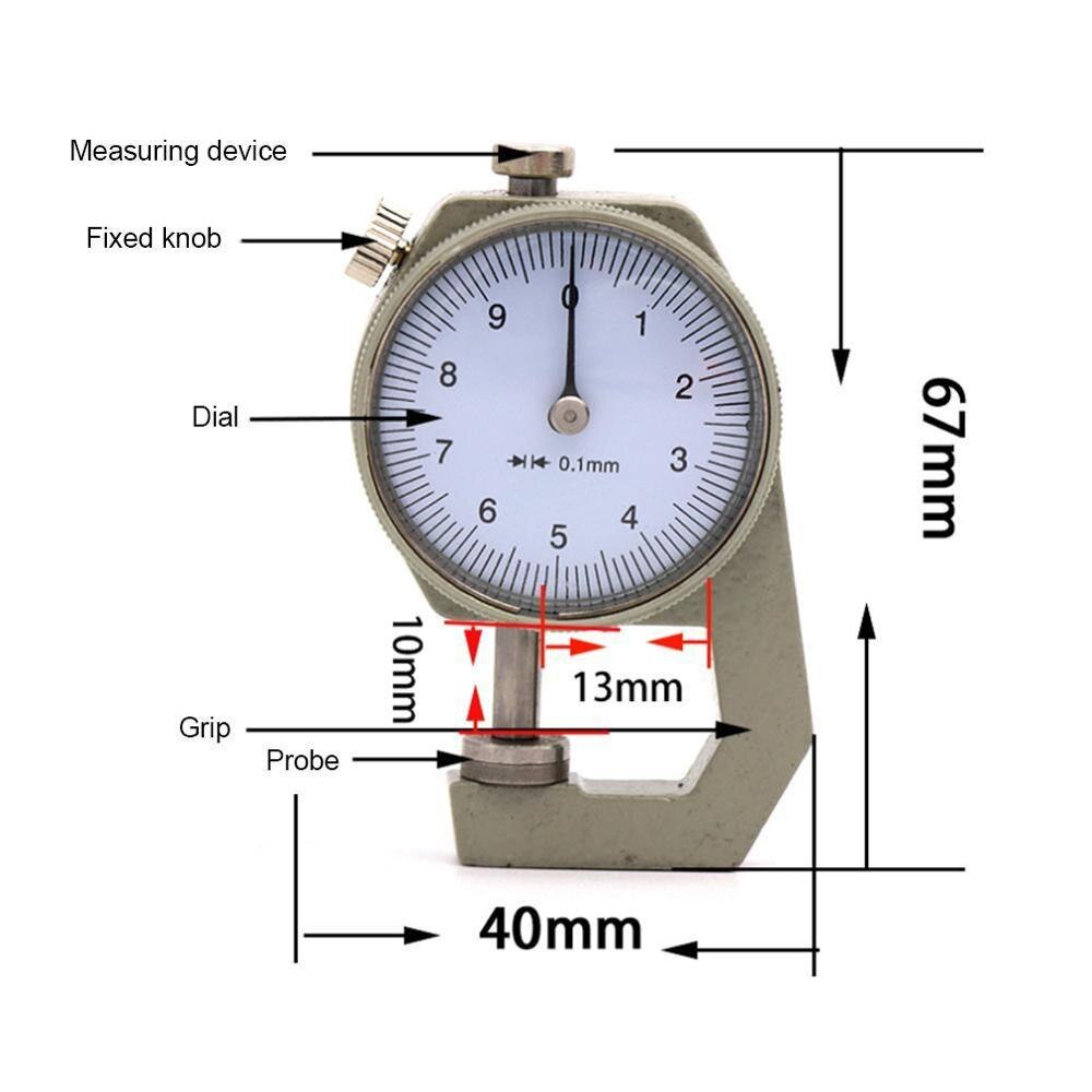 Leather Paper Dial Thickness Gauge 0-10mm 0.1mm Metal Tools Tester Micrometer Case Width Precision Instrument High Measurin G2V0