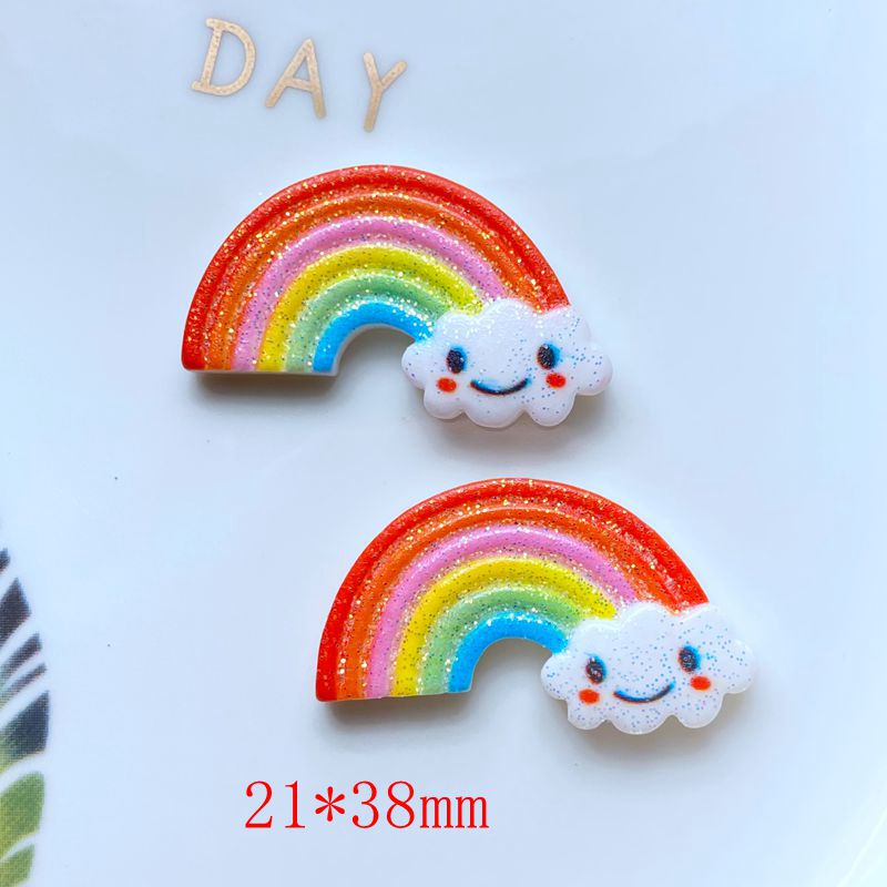 10Pcs Hars Leuke Gemengde Heldere Regenboog Serie Platte Achterkant Cabochon Plakboek Kawaii Diy Embellishments Accessoires: B