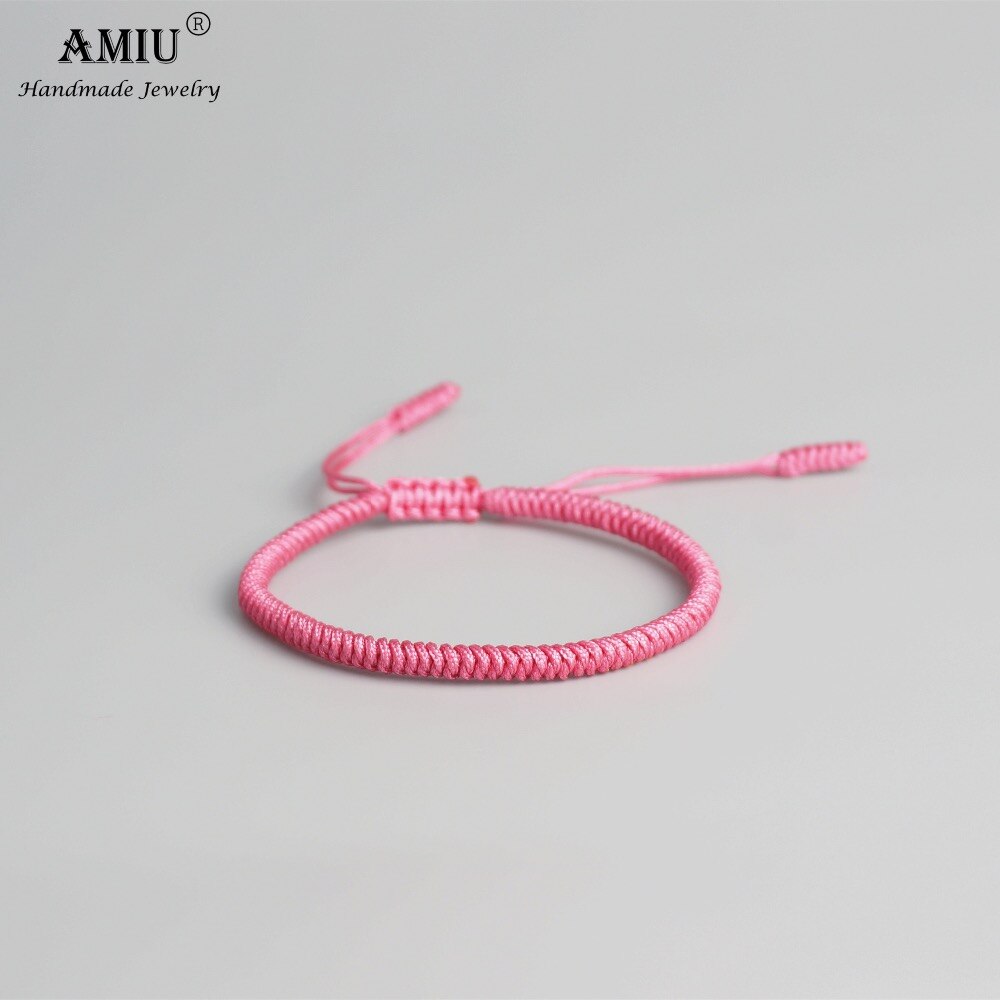 AMIU Tibetischen Buddhistischen Glück Rosa gewebte Tibet Armbänder & Armreifen Für Frauen Männer Handgemachte Knoten Deongare Seil Wünschen Armbinde