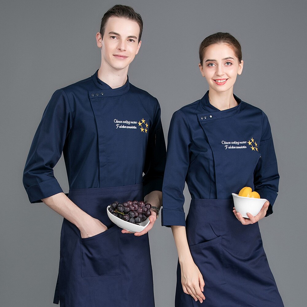 restaurant kokkeuniformer unisex hotellkjøkken kokkeskjorter cateringkokk arbeidsklær menn komfyrskjorter 4 farger hvis