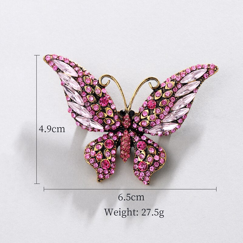 Weimanjingdian mærke smukke farver krystal sommerfugl broche nål til kvinder piger børn smykker: Lyserød