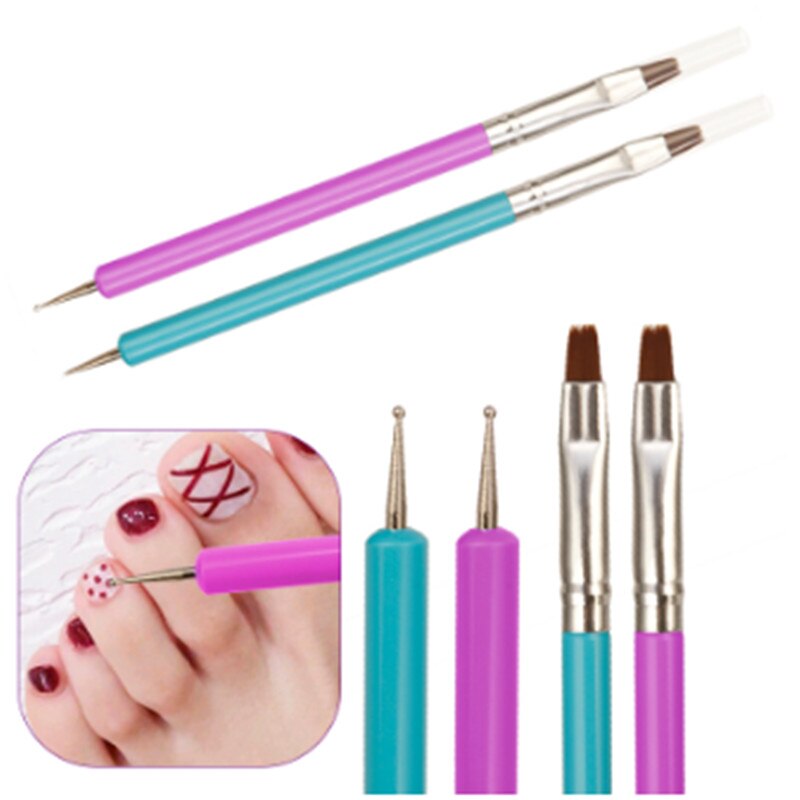 Bolígrafo de acrílico de doble uso de punta plana, punta de taladro, punta de flor, punta de punteado, bolígrafo, Gel UV, herramienta para pulir uñas
