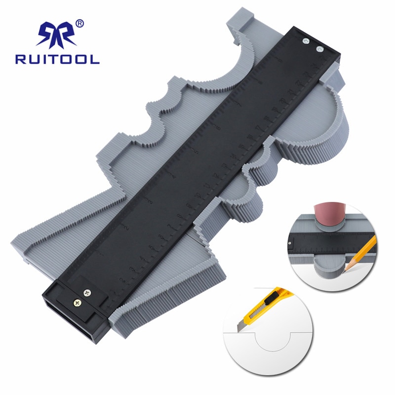 Medidor de contorno de plástico duplicador de perfiles para copiar formas azulejos laminados regla de perfil medición herramienta de marcado
