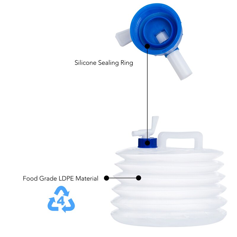 Cube de stockage d'eau sans BPA récipient d'eau pliable avec robinet cruche de stockage d'eau de Camping de alimentaire pour l'extérieur E5