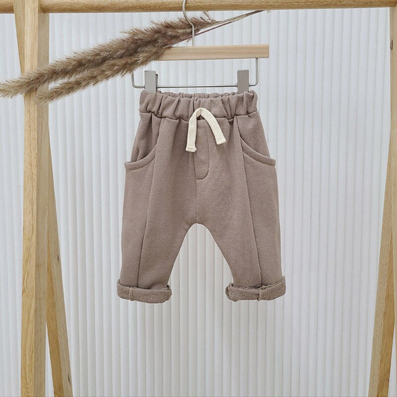 Children Clothing For Autumn And Winter Boys And Girls Harem Pants Baby Hip Pants Children's Pants Thicken Baby Trousers: brown / 12M   80cm