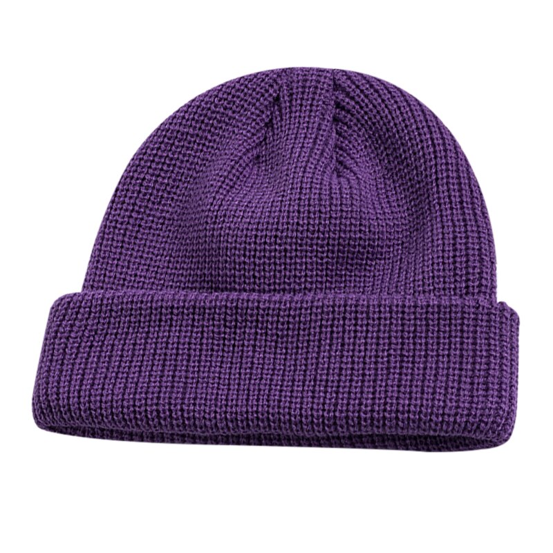 Bonnet tricoté pour hommes et femmes, chapeau pour l'hiver, rétro, Baggy, Melon, Docker, T8: Violet
