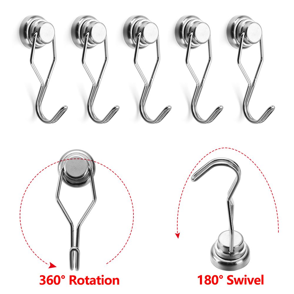 3Pcs 360 ° Swivel Magnetische Haak Sterke Magneet Haken Koelkast Magnetische Opslag Rekken Huishoudelijke Badkamer Accessoires