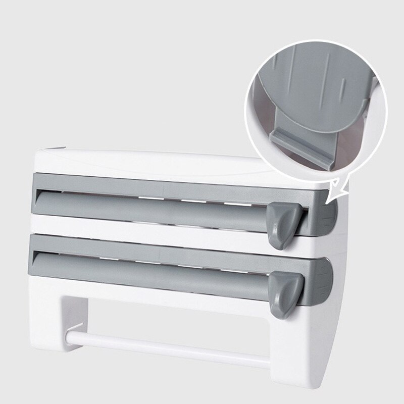 Keuken Cling Film Tin Folie Papier Snijden Houder Plank Keuken Organizer Plastic Wrap Saus Fles Opbergrek Folie Cutter