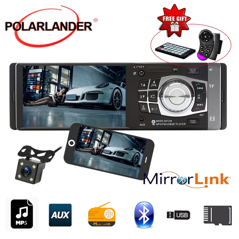 4012B MP5 1 Din Rádio Do Carro Do Bluetooth jogador FM Apoiar Traseira Da Câmera USB 4.1 polegada Auto de Áudio Estéreo Ligação Espelho apenas Para Android