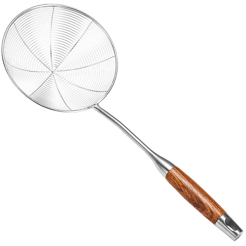 304 Stainless Steel Spider Strainer Skimmer for Cooking and Frying, Wire Pasta Strainer with Wood Handle, Kitchen Utensils