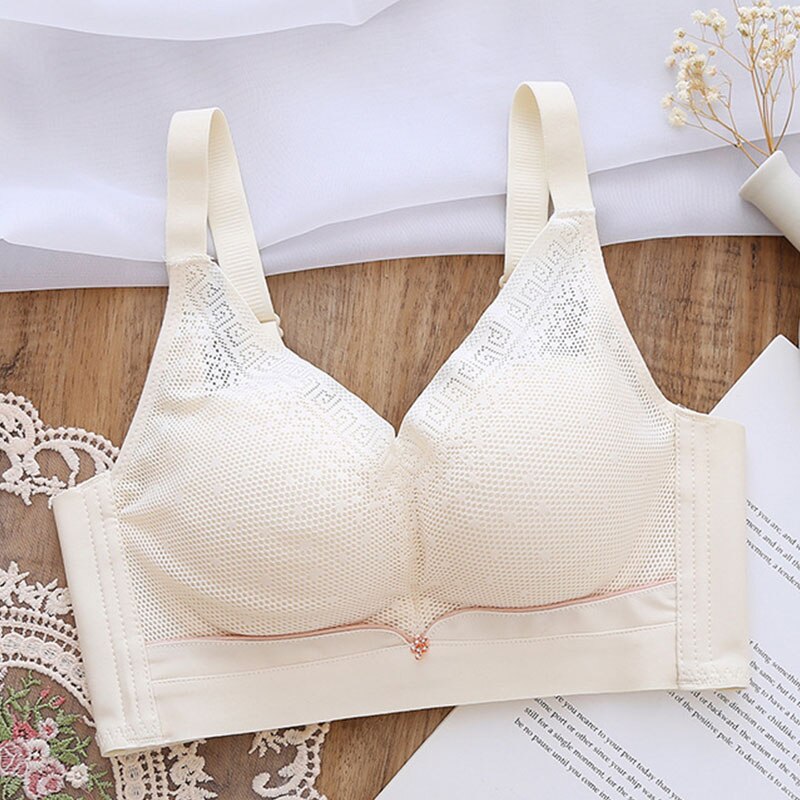 Spring Summer Ladies No Steel Ring Bra Anti-Sagging Latex Cotton Underwear Soft Father Tube Top Small Chest Breathable Bra