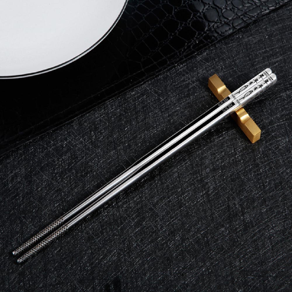 4 Pair/lot Luxury Stainless Steel Chopstick Set Metal Chinese Silver Child Chopsticks For Kids Sushi Food Sticks Tableware