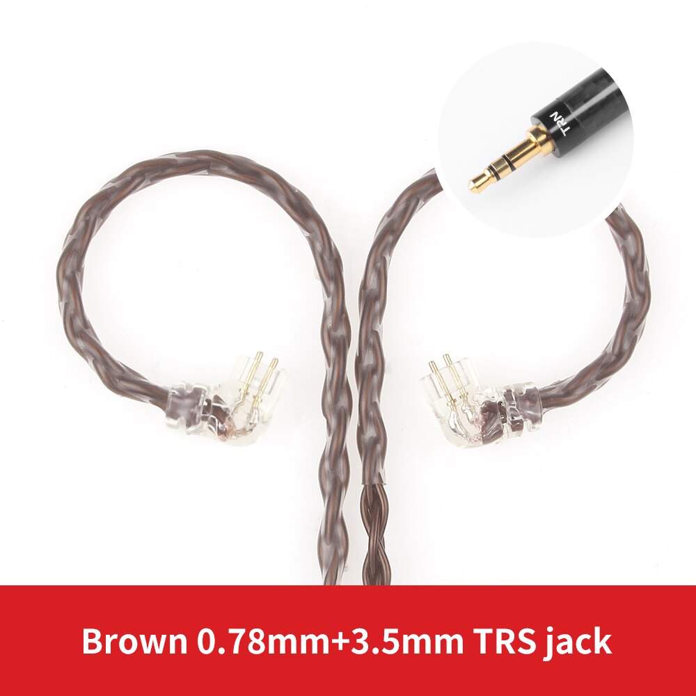 Novo trn t2s 16 núcleo prata cabo chapeado 2.5 3.5mm plug para qdc 2pin/mmcx conector de alta fidelidade cabo de atualização para trn ba5 vx cca ca16: brown 0.78 3.5