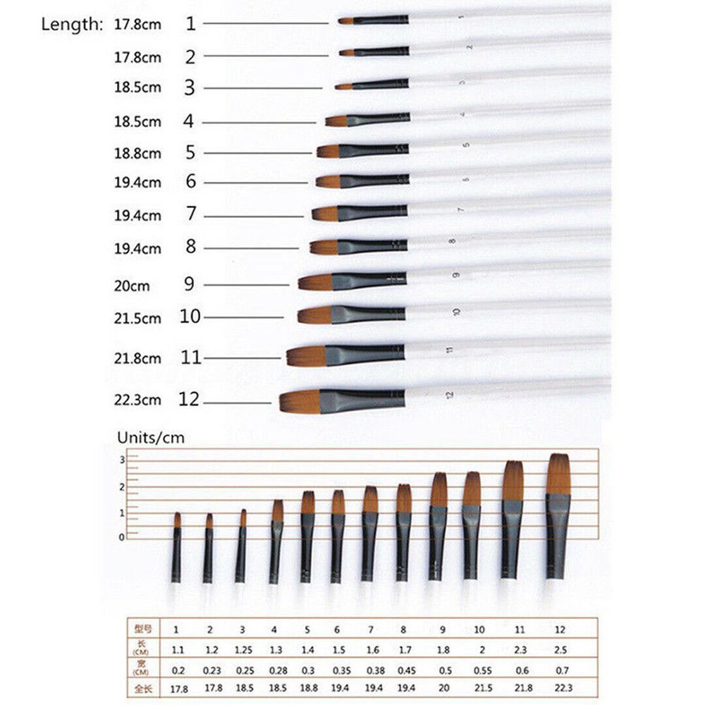 12PCS/Set Artist Paint Brushes Set Acrylic Oil Watercolour Painting Craft Art Model Art Supplies