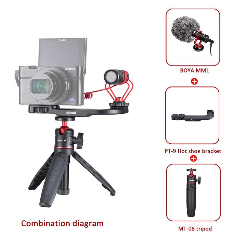 Ulanzi MT-08 Mini Extendable camera Desktop mobile Tripod for DSLR SLR Phone Vlog Extend Tripod 1.5KG Maxload Adjustable Tripod: with PT-9 MM1