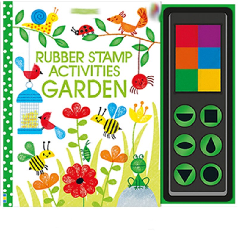 Children Fingerprinting Books with Rubber Stamps Ink Pad kids Activities Doodling Book Animal Garden Kindergarten DIY Craft Toy: Garden