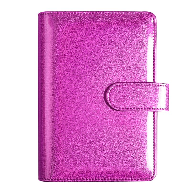 57EC 6-Ring Binder Notebook Paper Cover A5 Imulation Leather Cover School Stationery: Rose Red