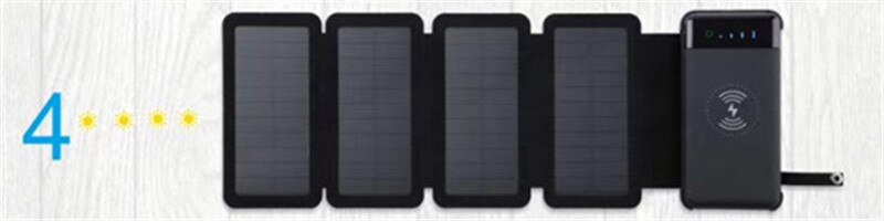 10000 MAh Power Bank Outdoor Portable Detachable Foldable Solar Panel Charger Wireless / Wired Charging With LED Light For Phone: White