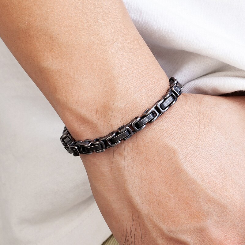 Rvs Vintage Armband Mannen Zwart Cubaanse Ketting Retro Polsband Mannelijke Mode-sieraden Kerstcadeau Accessoires