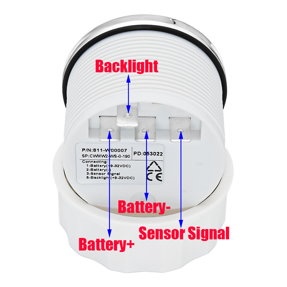 0–190 Ohm Wasserschwimmer-Sensor + Wasserstandsanzeige, rote LED, 52 mm Wassertank, Messgerät, Anzeige für Marine, Auto, Wohnmobil, Wohnmobil, Yacht, 9–32 V