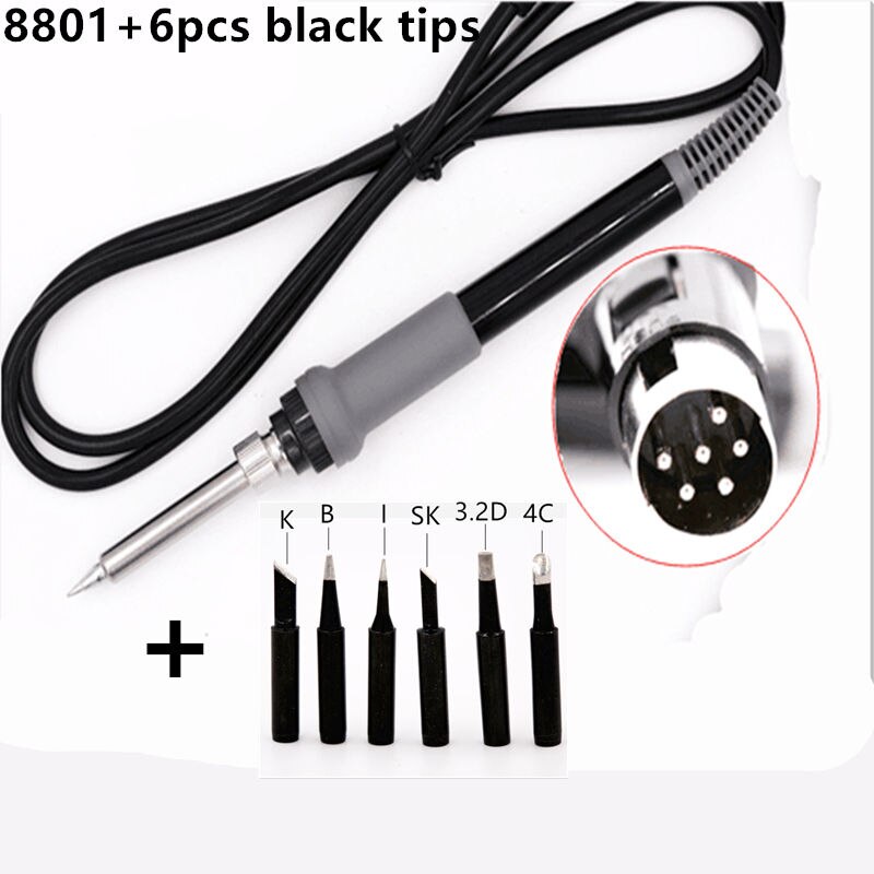 SZBFT-mango de repuesto de soldador de 8 pines, buena , 8801 con 936 puntas de soldadura para Estación de soldadura HAKKO, FX-888: 8801 and black tip