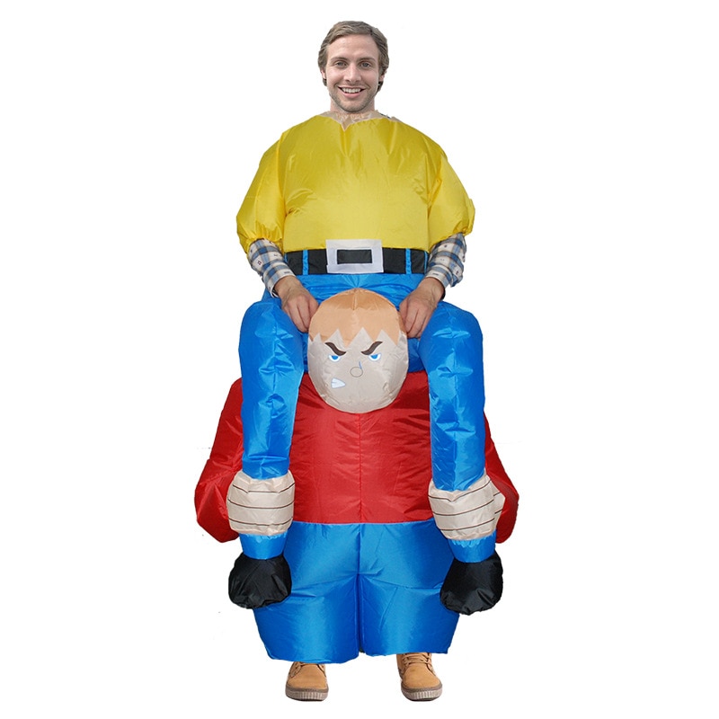 Halloween Adults Ride on Dwarf Inflatable Costumes Fancy Shoulder Carry Me Inflatable Clothing Performing Props Carnival Parties