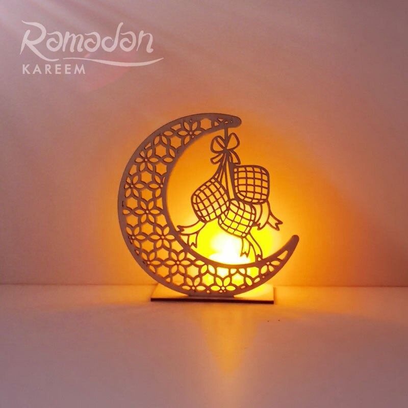 Led diy træ eid mubarak plak måne stjerne ramadan ornament muslimsk indretning ramadan eid måne stjerne træ vedhæng islam: 4