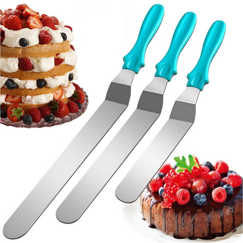 Plastic Cake Plate Turntable Rotating Anti-skid Cake Stand Cake Decorating Rotaring Table Cake Spatula DIY Baking Kitchen Tool: 4pcs blue